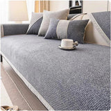 Capa de Sofá Premium em Chenille com Design Moderno Chumbo
