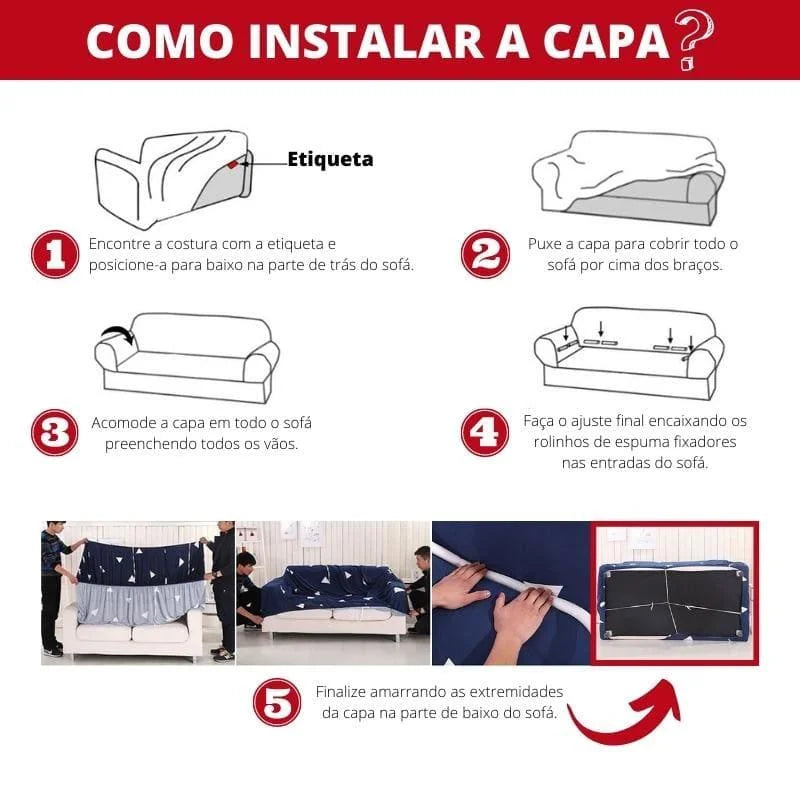 Capa De Sofá Ajustável Stretch Azul Marinho