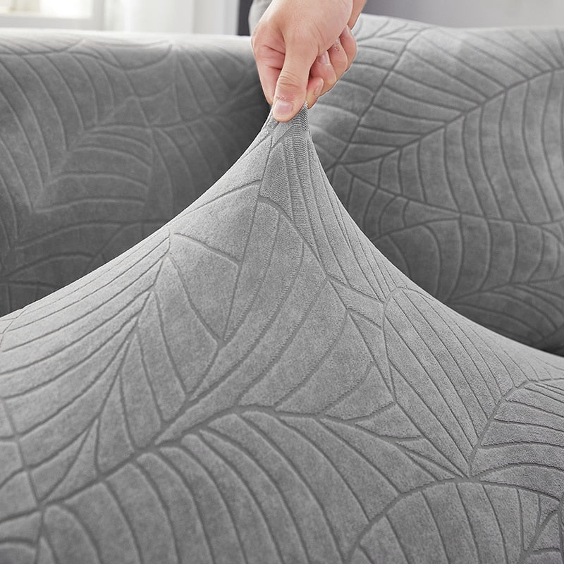 Capa de Sofá Jacquard Impermeável com Padrão de Folhas Flora