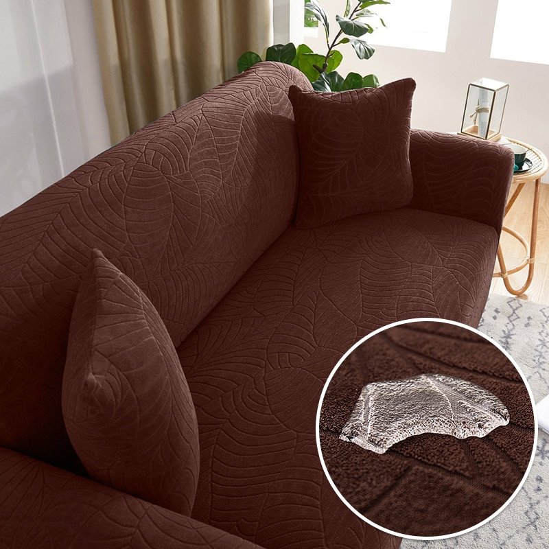 Capa de Sofá Jacquard Impermeável com Padrão de Folhas Flora