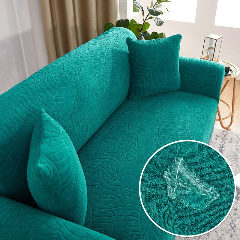 Capa de Sofá Jacquard Impermeável com Padrão de Folhas Flora