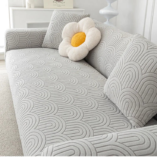 Capa Geométrica em Jacquard de Peluche para Sofá – 1 a 5 Lugares