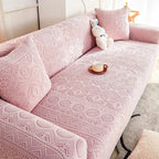 Capa de Sofá Plush Ajustável e Resistente para Casas com Pets