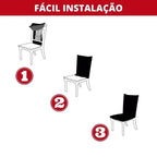 Capa Elastica Jacquard Elegance para Cadeira de Jantar na Cor Rosa