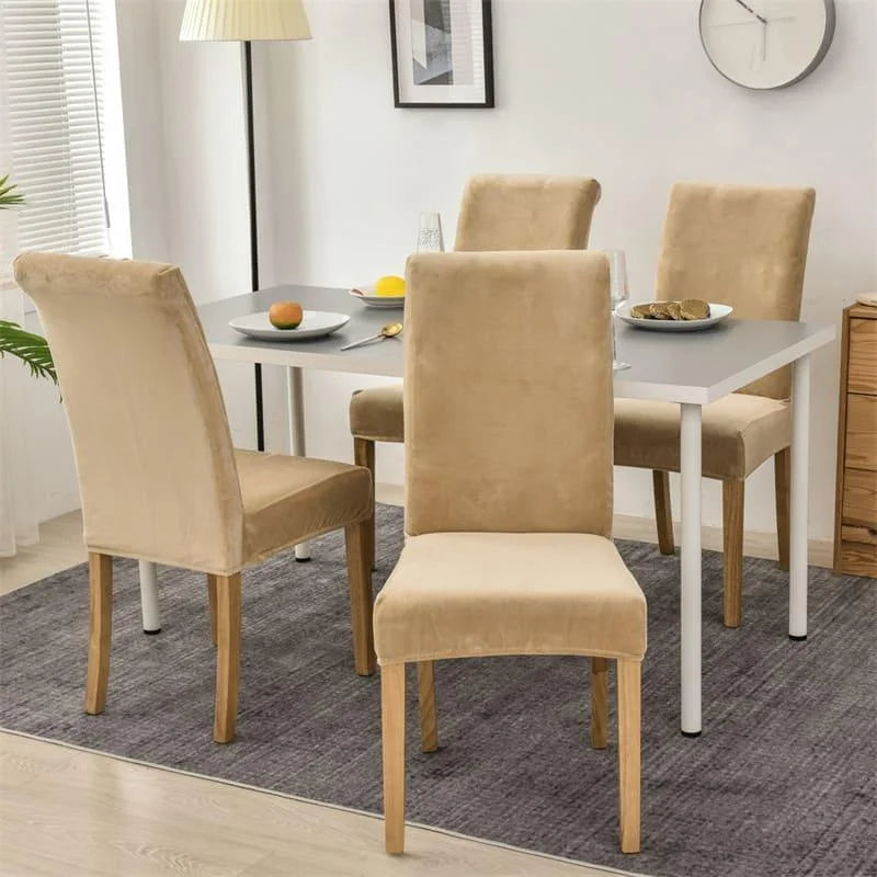 Capa Deluxe Para Cadeira de Jantar em Suede Bege