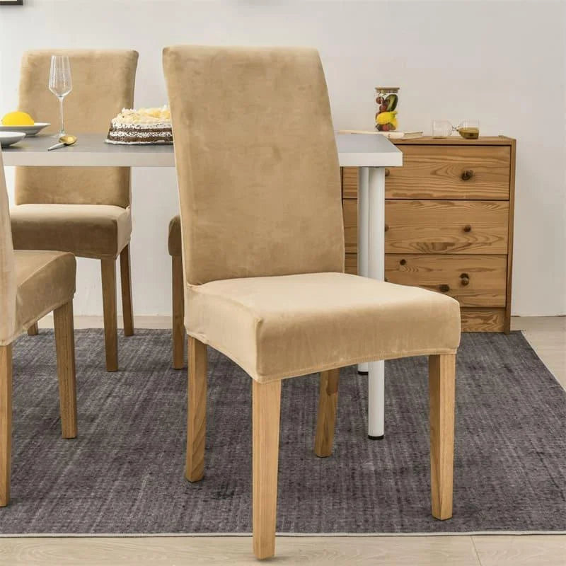 Capa Deluxe Para Cadeira de Jantar em Suede Bege