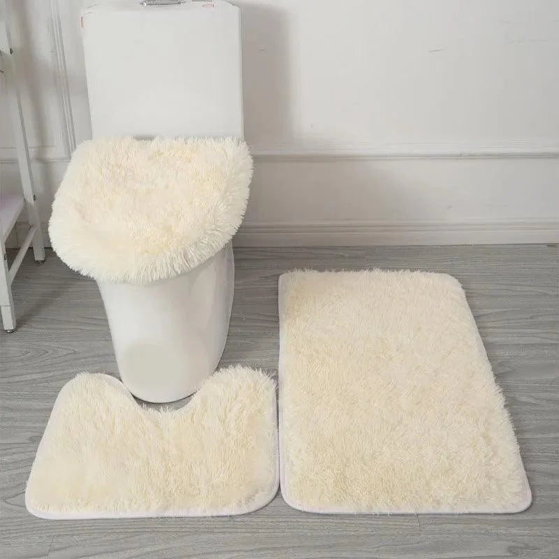 Kit de Tapetes 3 Peças Antiderrapantes de Microfibra Super Confortável