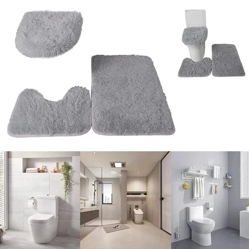 Kit de Tapetes 3 Peças Antiderrapantes de Microfibra Super Confortável