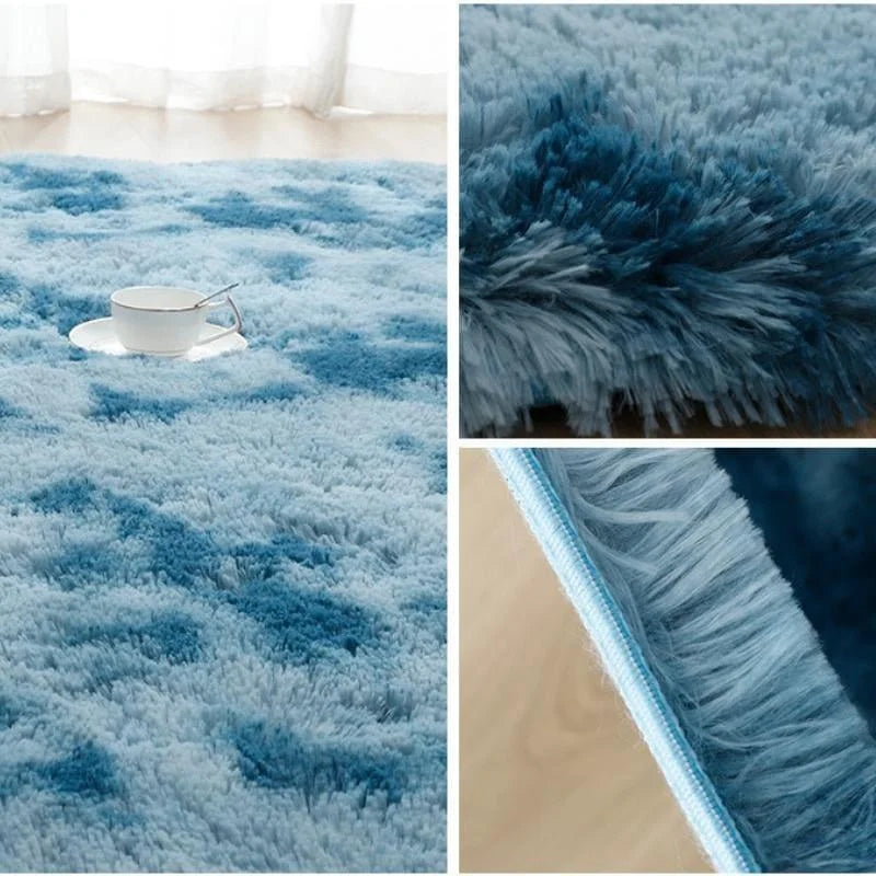 Tapete Liso Soft Felpudo Azul Mescla