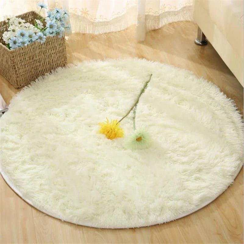 Tapete Redondo Liso Soft Felpudo Branco